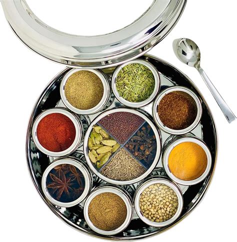 spice dabba Stainless Steel Indian Spice Box, Indian Masala 